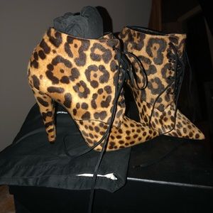 YSL Saint Laurent Leopard Skin Booties